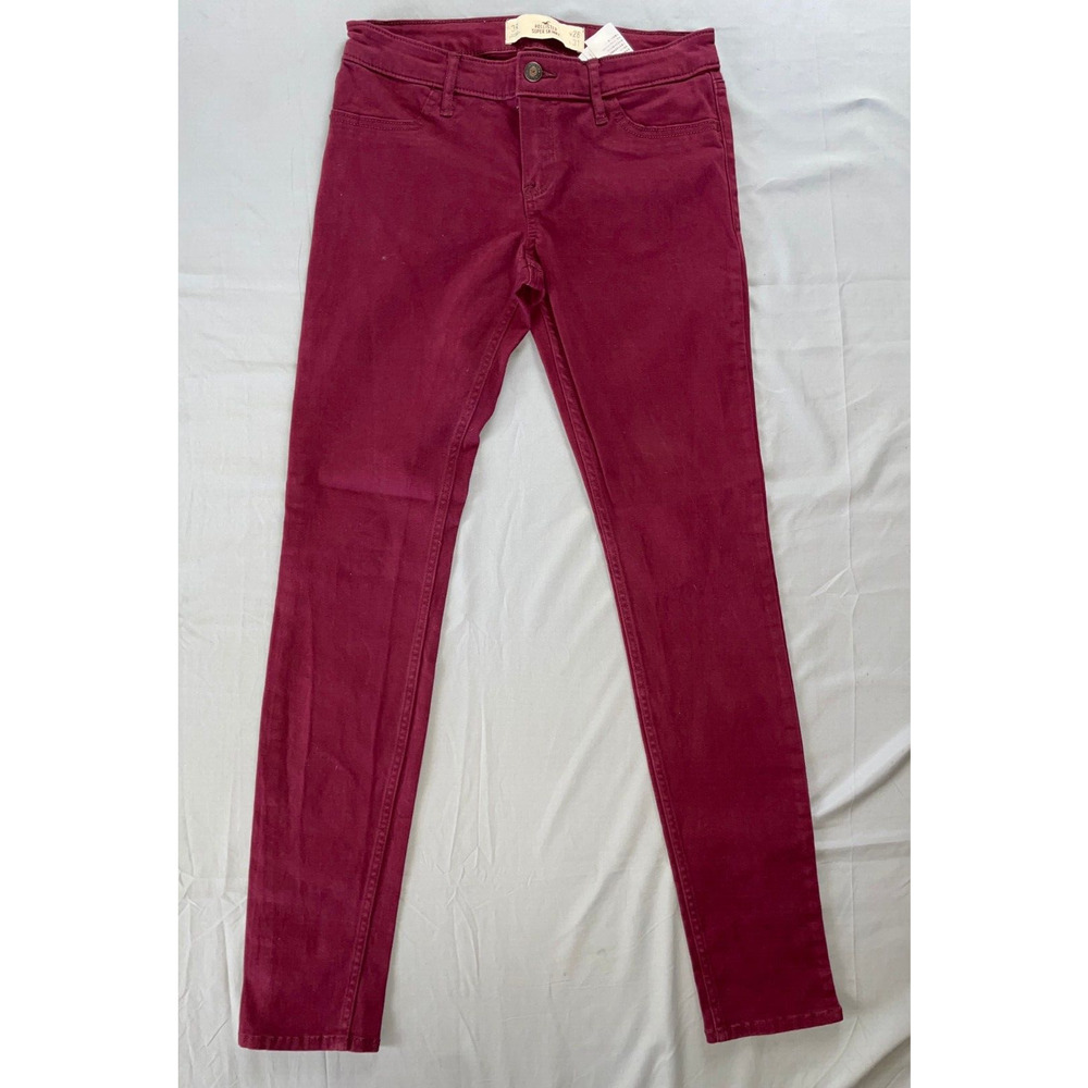 Hollister Super Skinny Stretch Jean Style Leggings, Jeggings. Burgundy, 26. GUC!